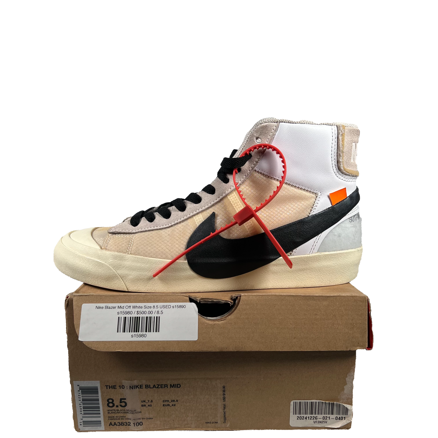 Nike Blazer Mid Off White Size 8.5 USED s15890