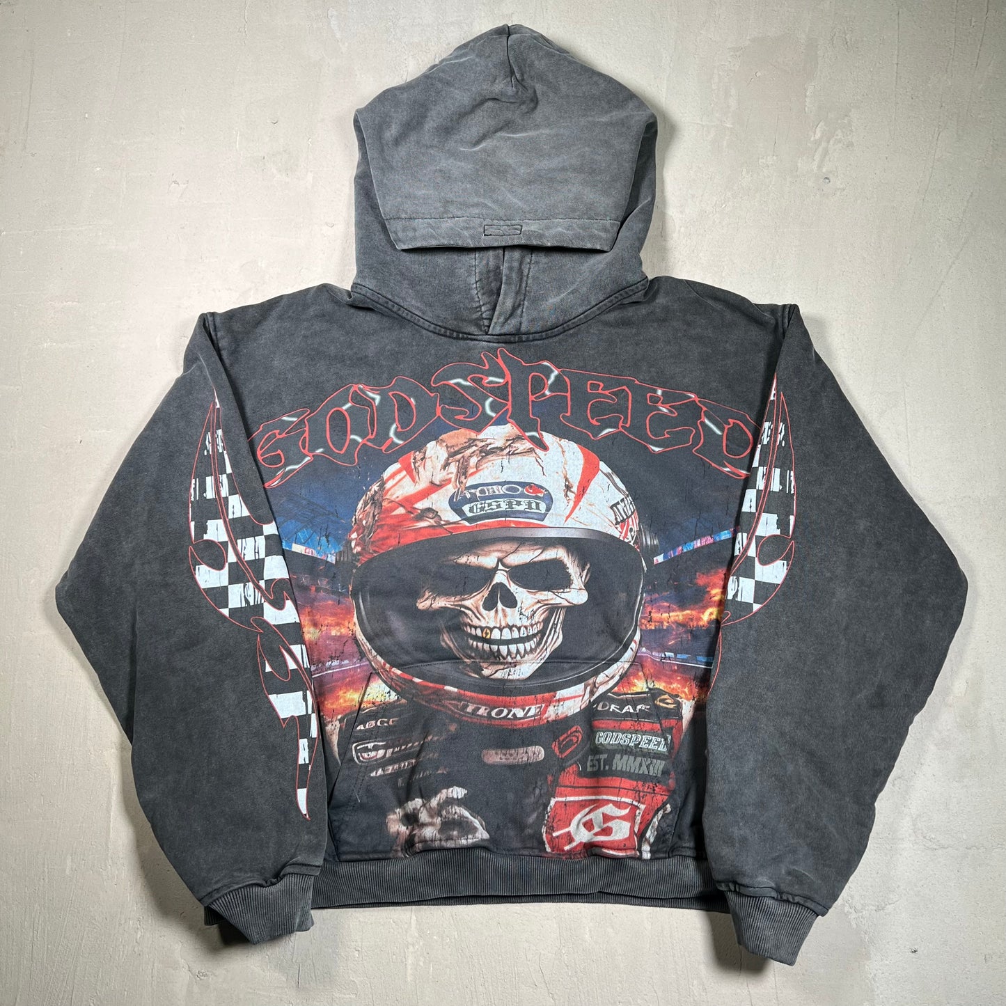 God Speed Racer Goldie Hoodie Black Wash Size Large USED X16944
