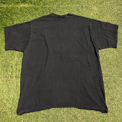 1990s Flyers Hockey Embroidered Logo Black Tee Size XL USED v16211