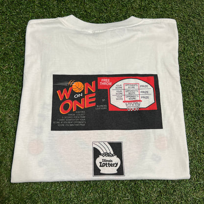1990s Chicago Bulls White "Bulls by the Horn" Promo Tee Size XL USED v16310