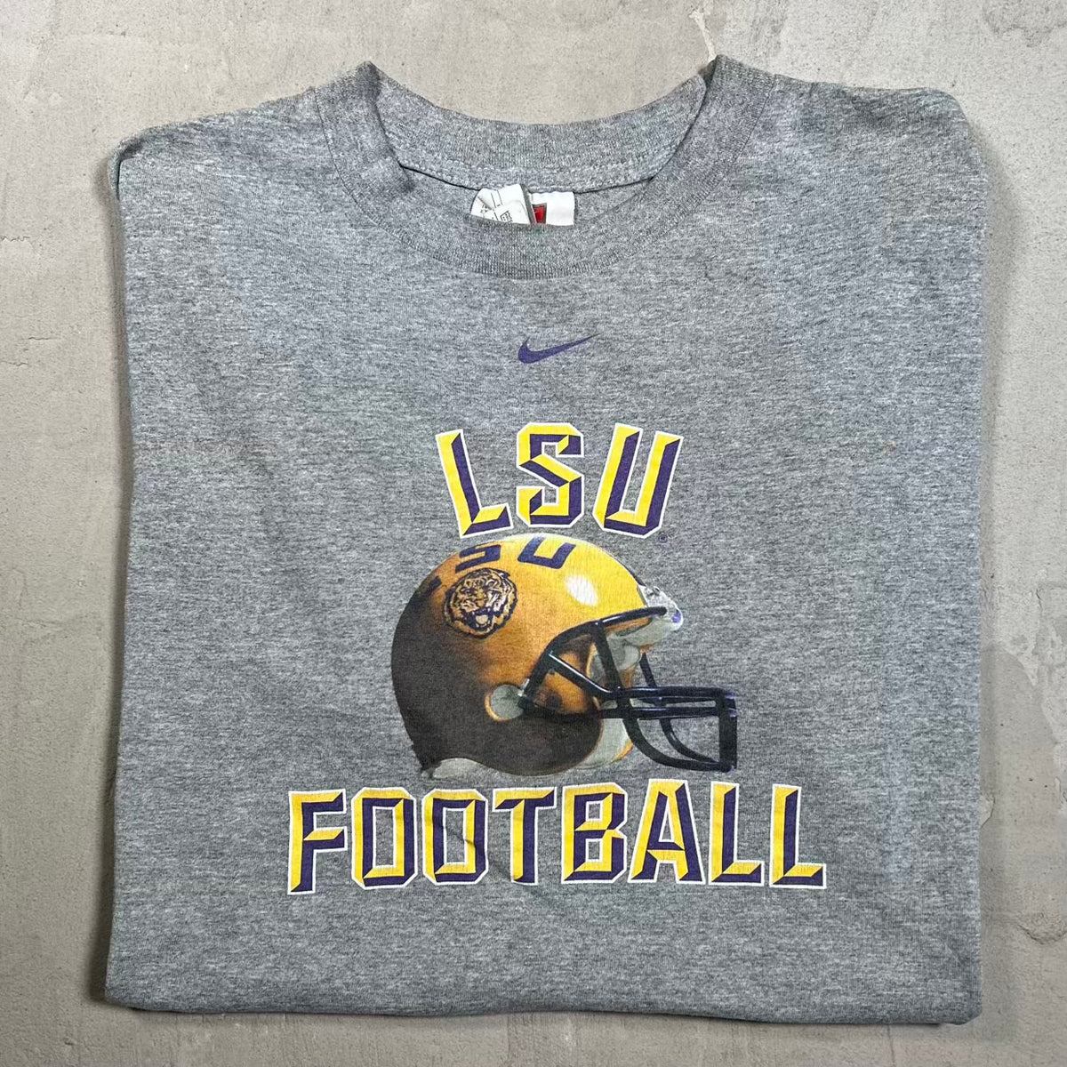 Y2K Nike Silver Tag LSU Football Team Tee Grey Size Medium USED v20077