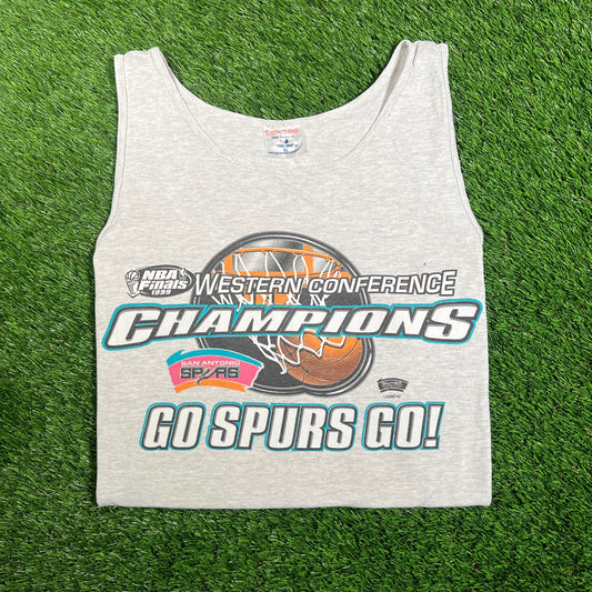 1999 San Antonio Spurs Champs Grey Tank Top Size XL USED v17815
