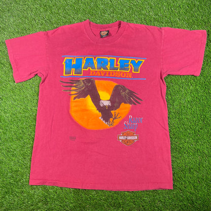1996 Harley Davidson Magenta "Razor Sharp" Eagle Tee Size Large USED v17582
