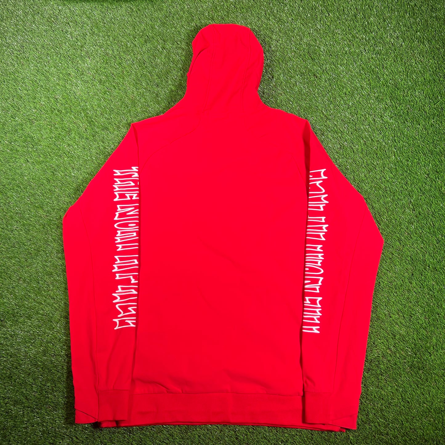 North Face Red Graphic Hoodie Size Large USED v17977