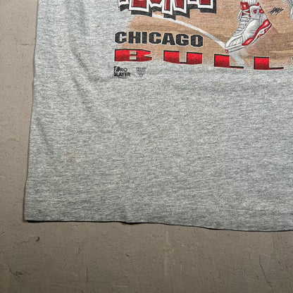 1990s Steve Kerr Chicago Bulls 3 Point Pro Player Tag Grey Tee Size XXL USED v17803