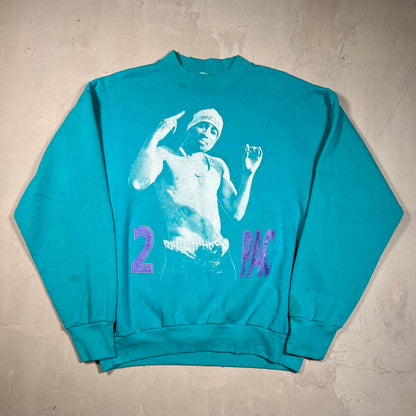 2Pac I get a round crewneck teal Size Medium USED v12442