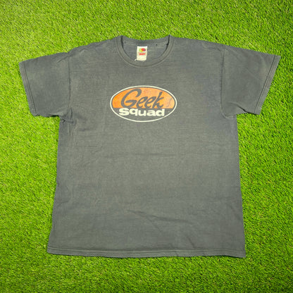 2000s Best Buy Geek Squad Washed Black Tee Size XL USED v17750