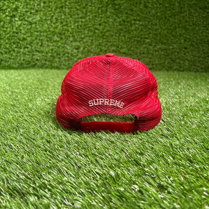 Supreme Black Cat Red Trucker Hat (2024) USED x15950