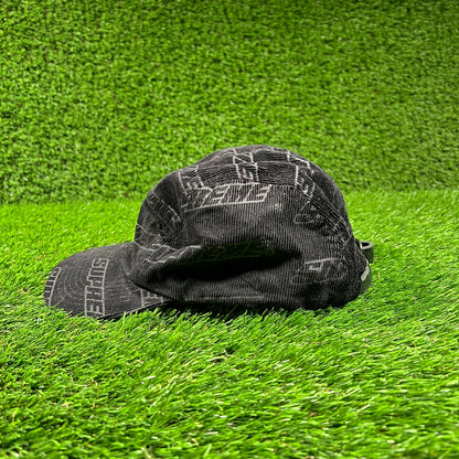 Supreme Debossed Corduroy Repeat Black Camp Hat USED x16273