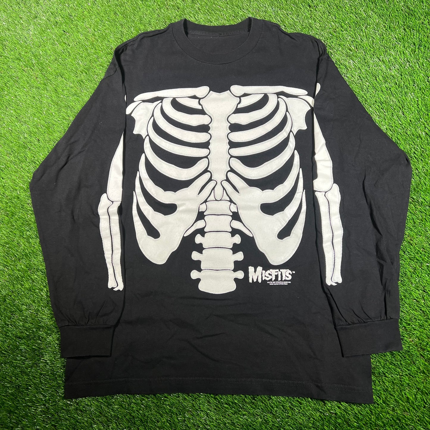 1997 Misfits Glow In Dark Bones Black Longsleeve Size Large USED v18040
