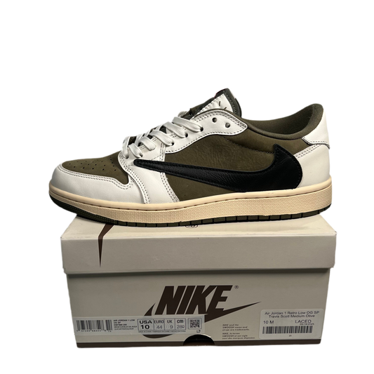 Jordan 1 Low Travis Scott Medium Olive (2024) Size 10 USED s17648