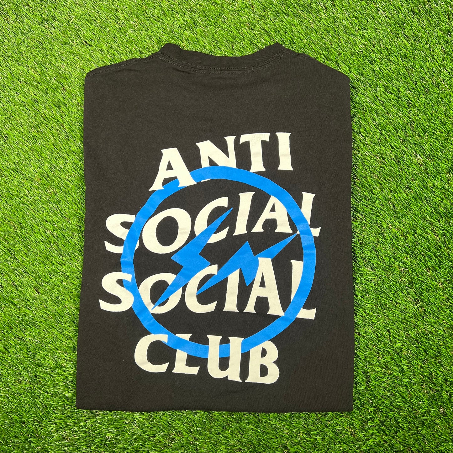 Anti Social Social Club Fragment Blue Logo Black Tee Size Medium USED x15314