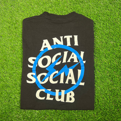 Anti Social Social Club Fragment Blue Logo Black Tee Size Medium USED x15314