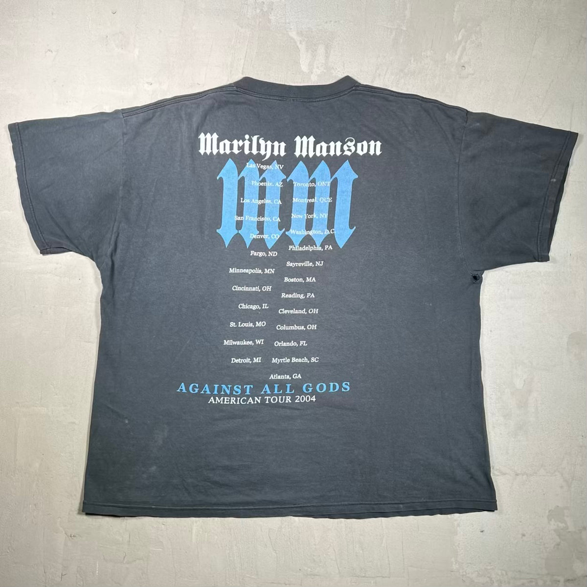 2004 Marilyn Manson "Against all Gods" Black Tee Size XL USED v20266