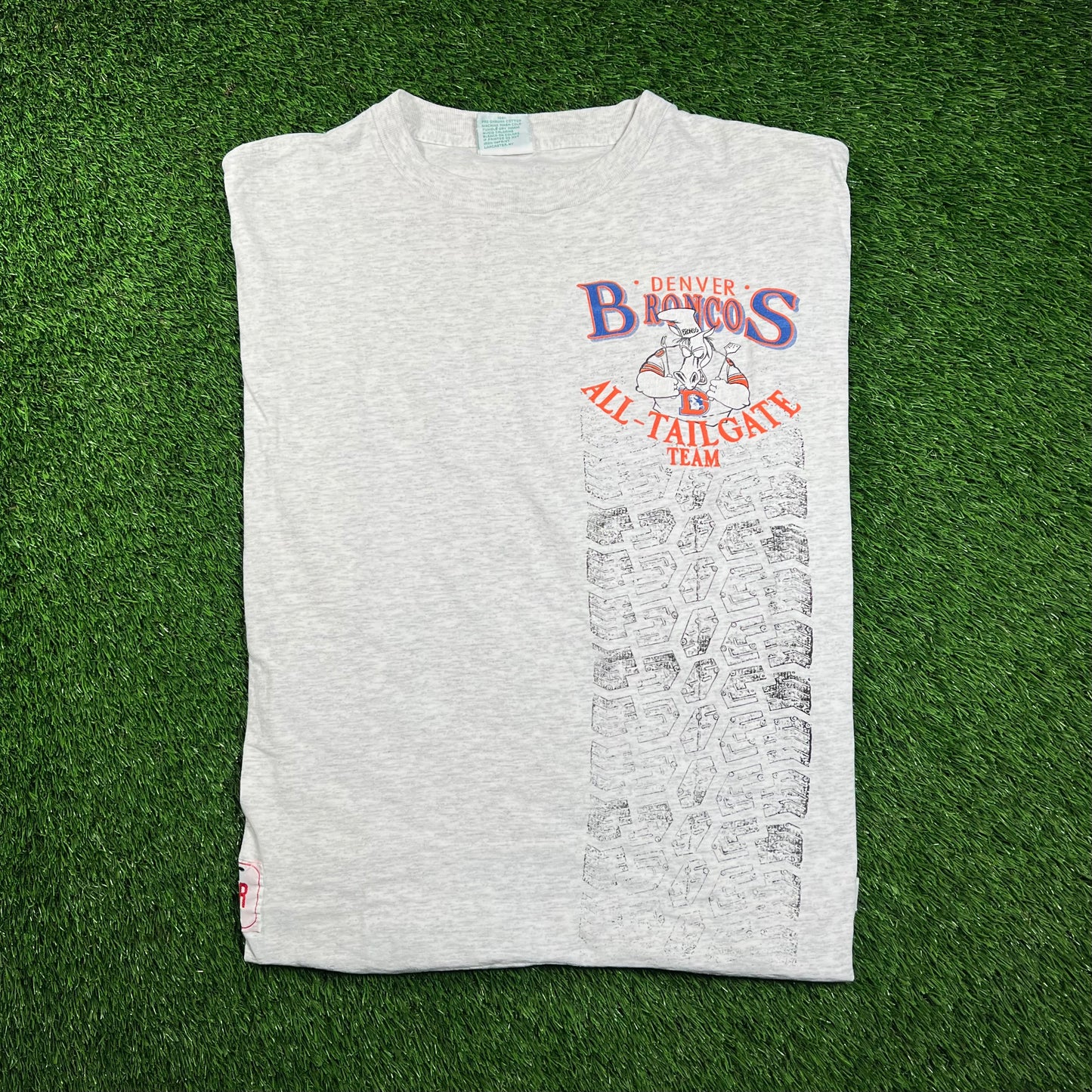1990s Denver Broncos "Tailgate Team" Grey Tee Size XL USED v18484