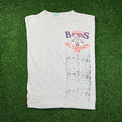 1990s Denver Broncos "Tailgate Team" Grey Tee Size XL USED v18484