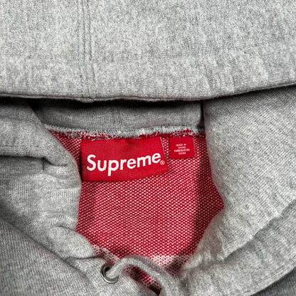 Supreme Big Logo Jacquard Heather Grey Hoodie (2023) Size Medium USED x18708