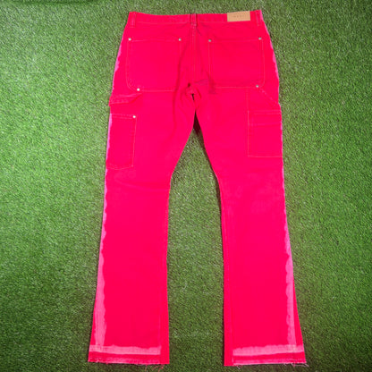 MNML Red Flared Workwear Pants Size 32 USED x15461