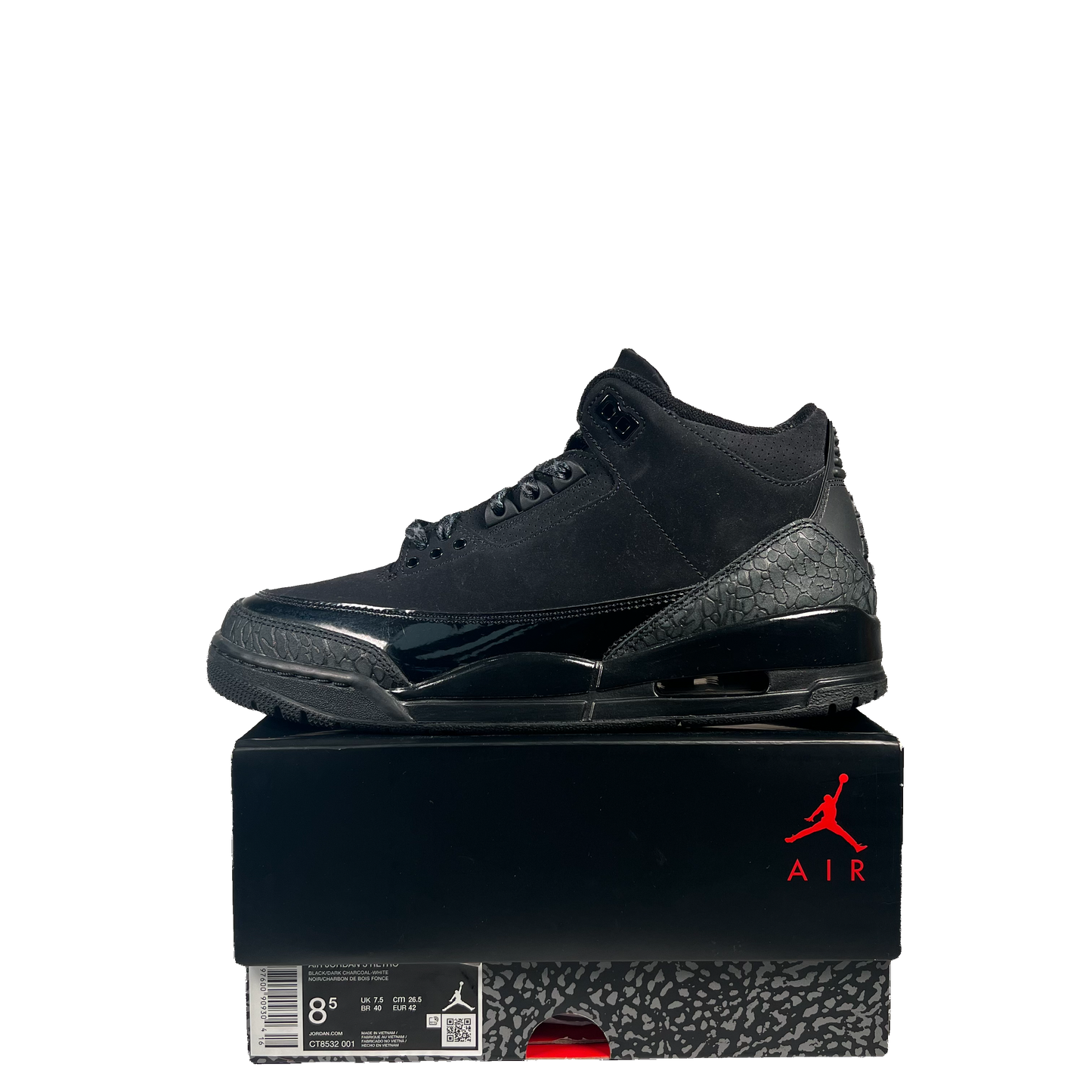 Jordan 3 Black Cat (2025) Size 8.5 USED s21047