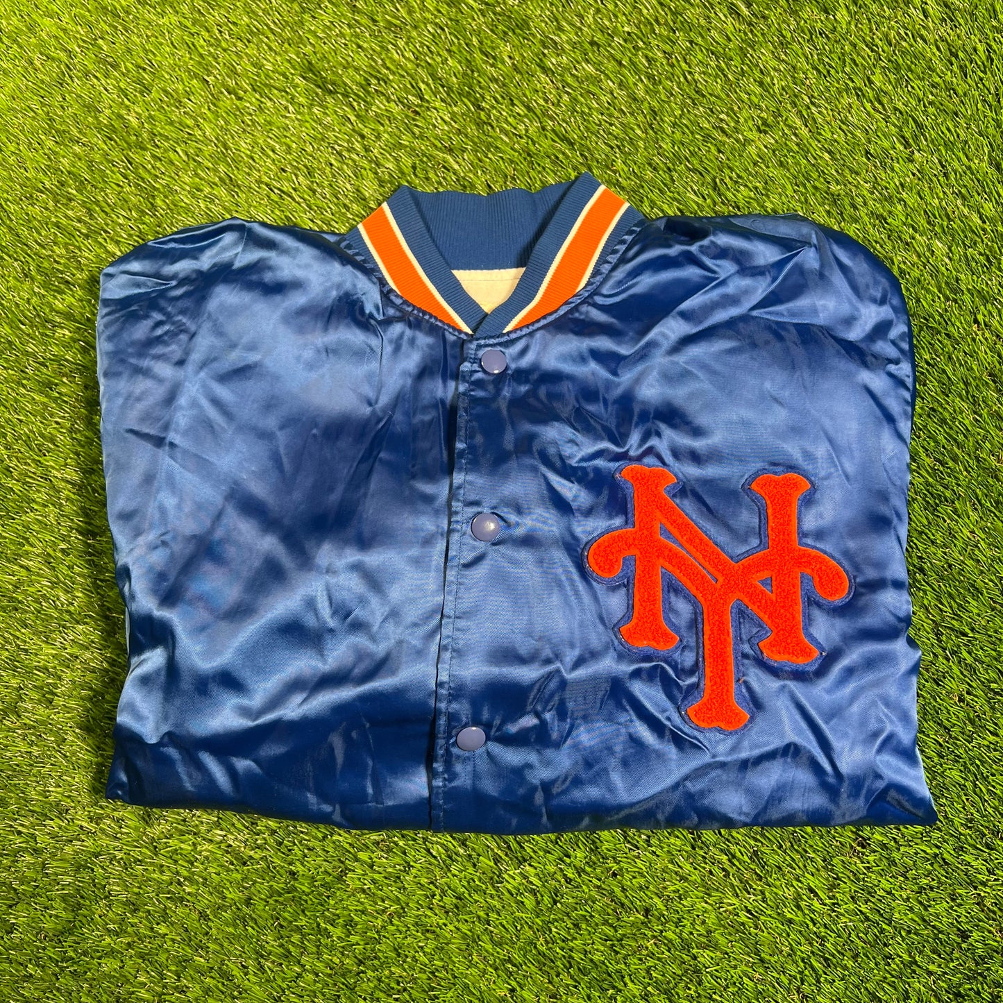 1980s New York Mets Satin Team Jacket Size Large USED v17991