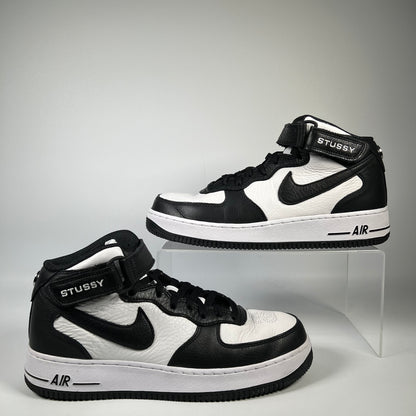 Nike Air Force One Mid Stussy Light Bone Black (2022) Size 9.5 USED S19784