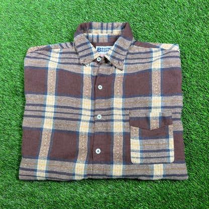 Brother Brother Maroon Plaid Flannel Size Large USED x14800