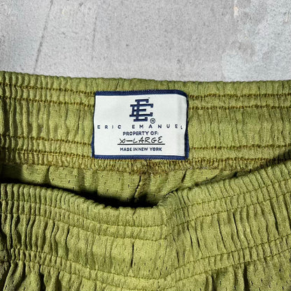 Eric Emanuel Olive/Blue Logo Mesh Shorts Size XL USED x18404