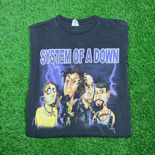 Y2K System of The Down Live in Concert Black Tee Size Large USED v18742