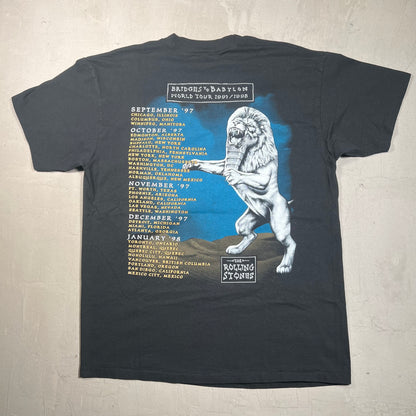 1997 Rolling Stones Bridges To Babylon World Tour Black Tee Size XL USED v19454
