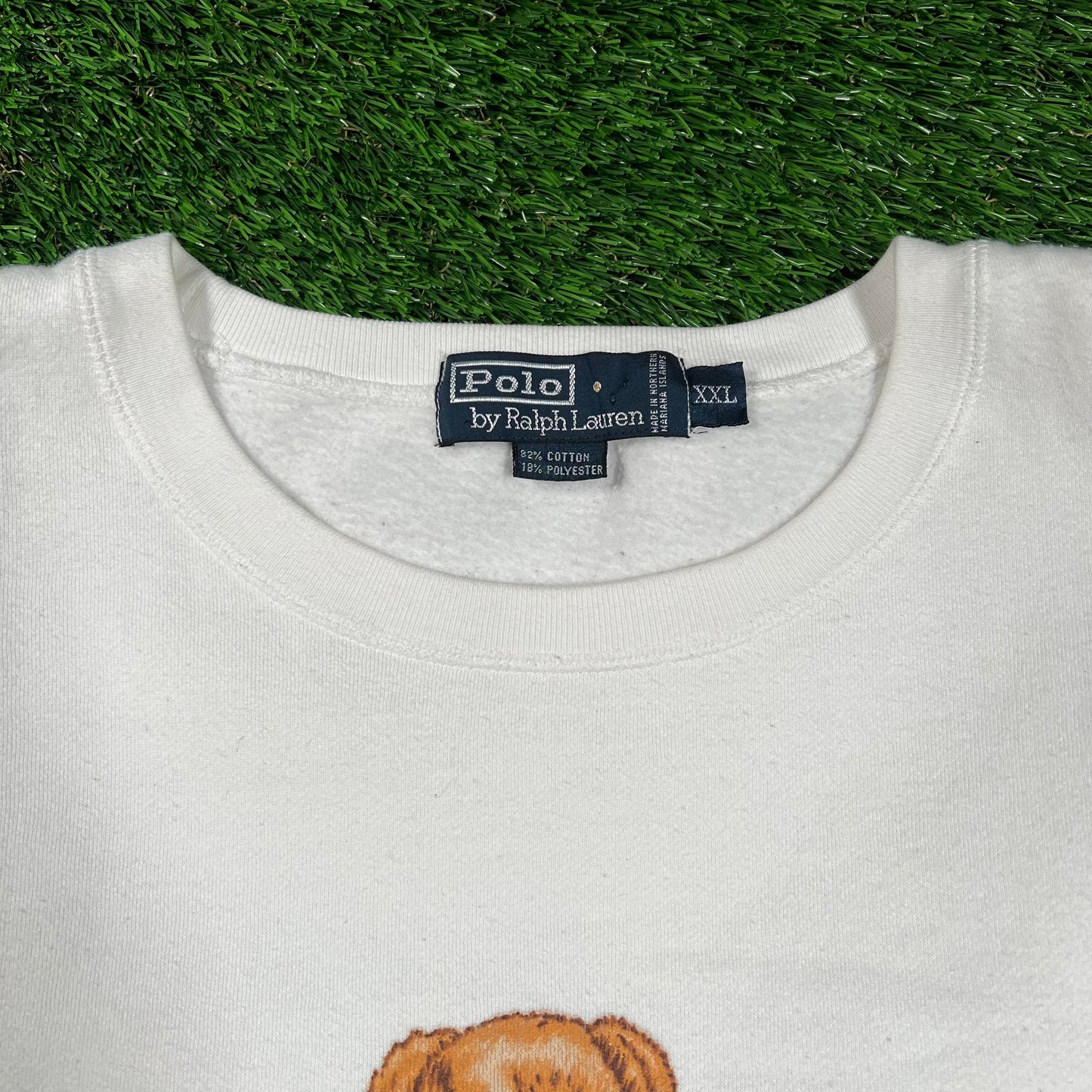 1990s Polo Ralph Lauren Dress Bear White Crewneck Size XXL USED v18423