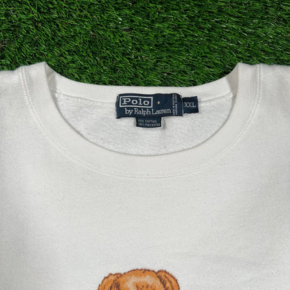 1990s Polo Ralph Lauren Dress Bear White Crewneck Size XXL USED v18423