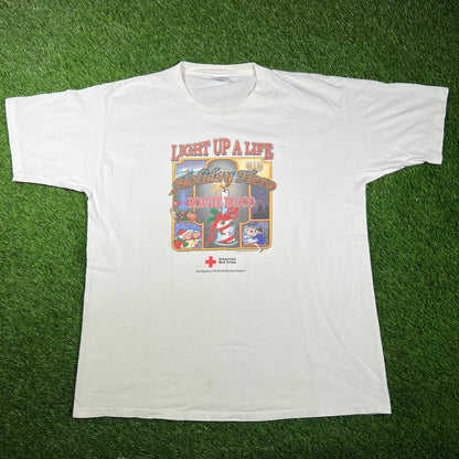 2000 Light Up A Life Donate Blood White Tee Size XL USED v17435