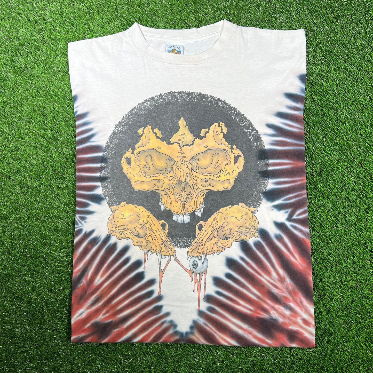 1999 Grateful Dead Pushead Skulls Tie Dye Tee Size XL USED v17159