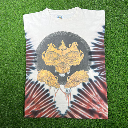 1999 Grateful Dead Pushead Skulls Tie Dye Tee Size XL USED v17159