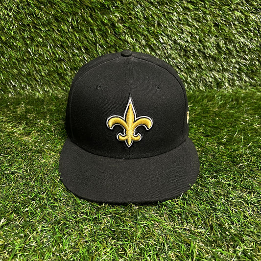New Era NFL New Orleans Saints Black Hat Size 7 1/2 USED v15984