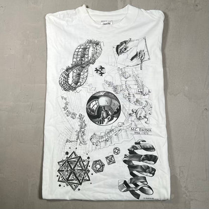 1991 MC Escher AOP Art White Longsleeve Size XL USED v20228