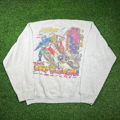1996 Pro National Dirt Biker Racing Grey Crewneck Size XXL USED v18603