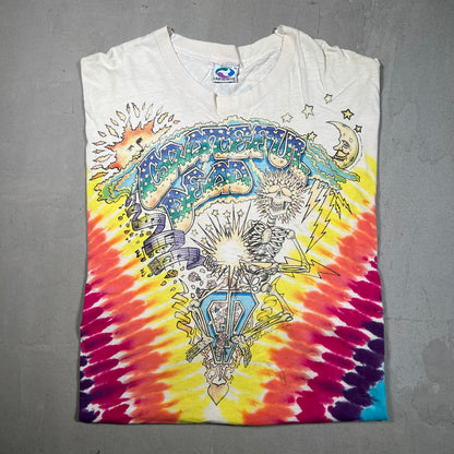 Grateful Dead Skeleton Holding Lightning Tie Dye 1992 Tee Size XL USED v7996