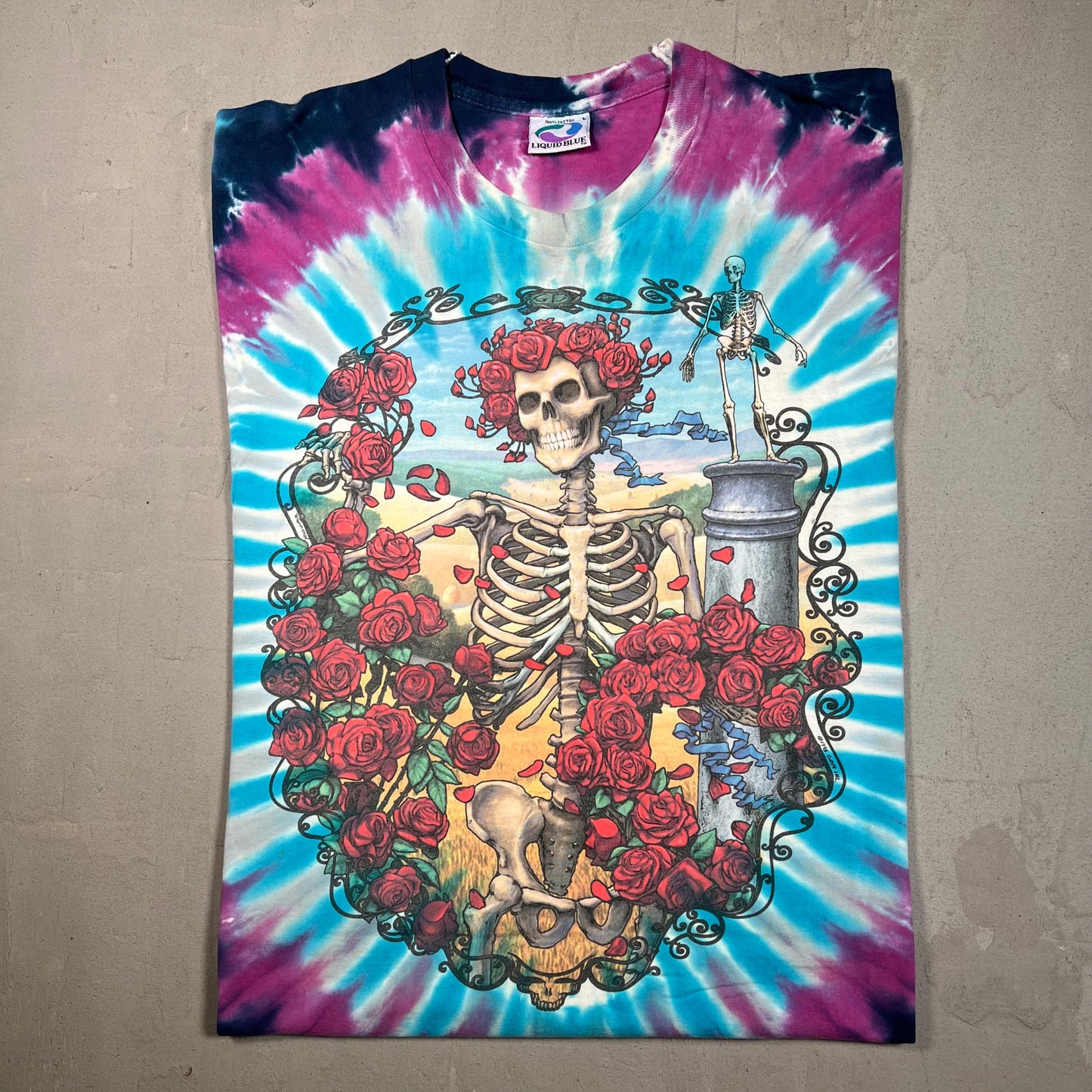 Grateful Dead 1995 30 Years Skeleton With Roses Tee Size Large USED v8592