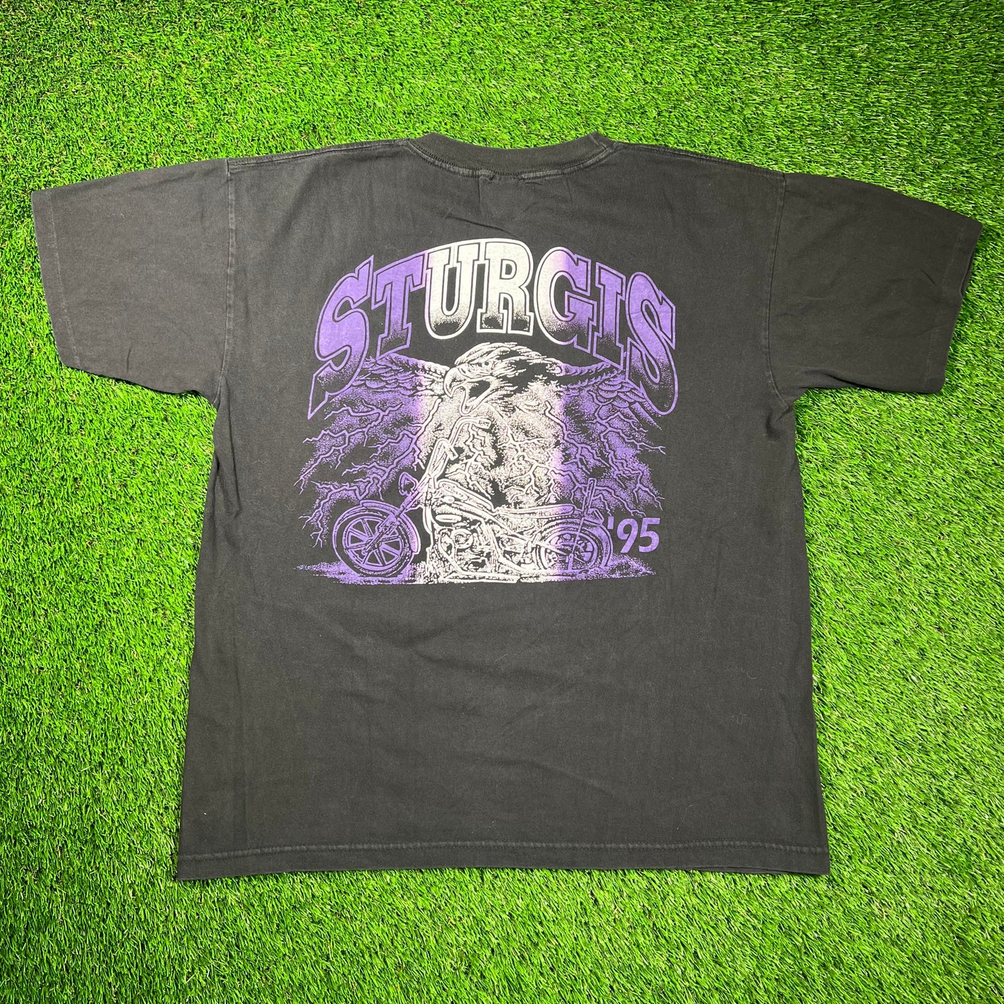 1995 Stugis Black Motorcyce Rally Tee Size Large USED v18612