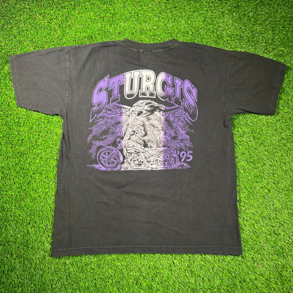 1995 Stugis Black Motorcyce Rally Tee Size Large USED v18612