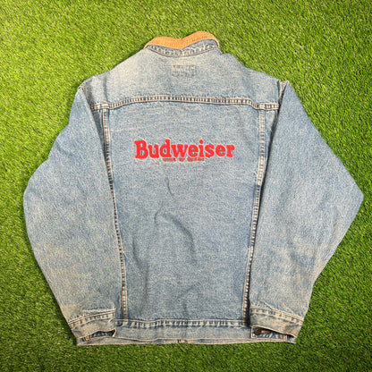 1990s Budwesier Denim Jacket Size XL USED v17986