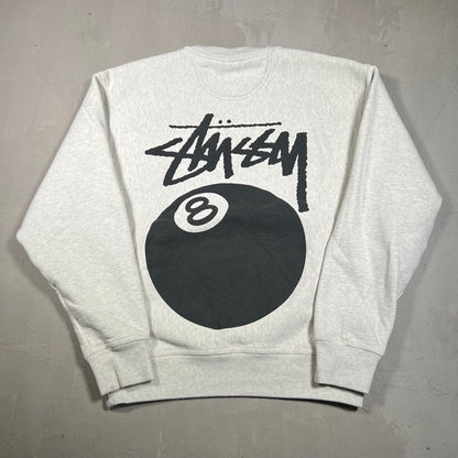 Stussy 8 Ball Grey Crewneck Size Medium USED x17029