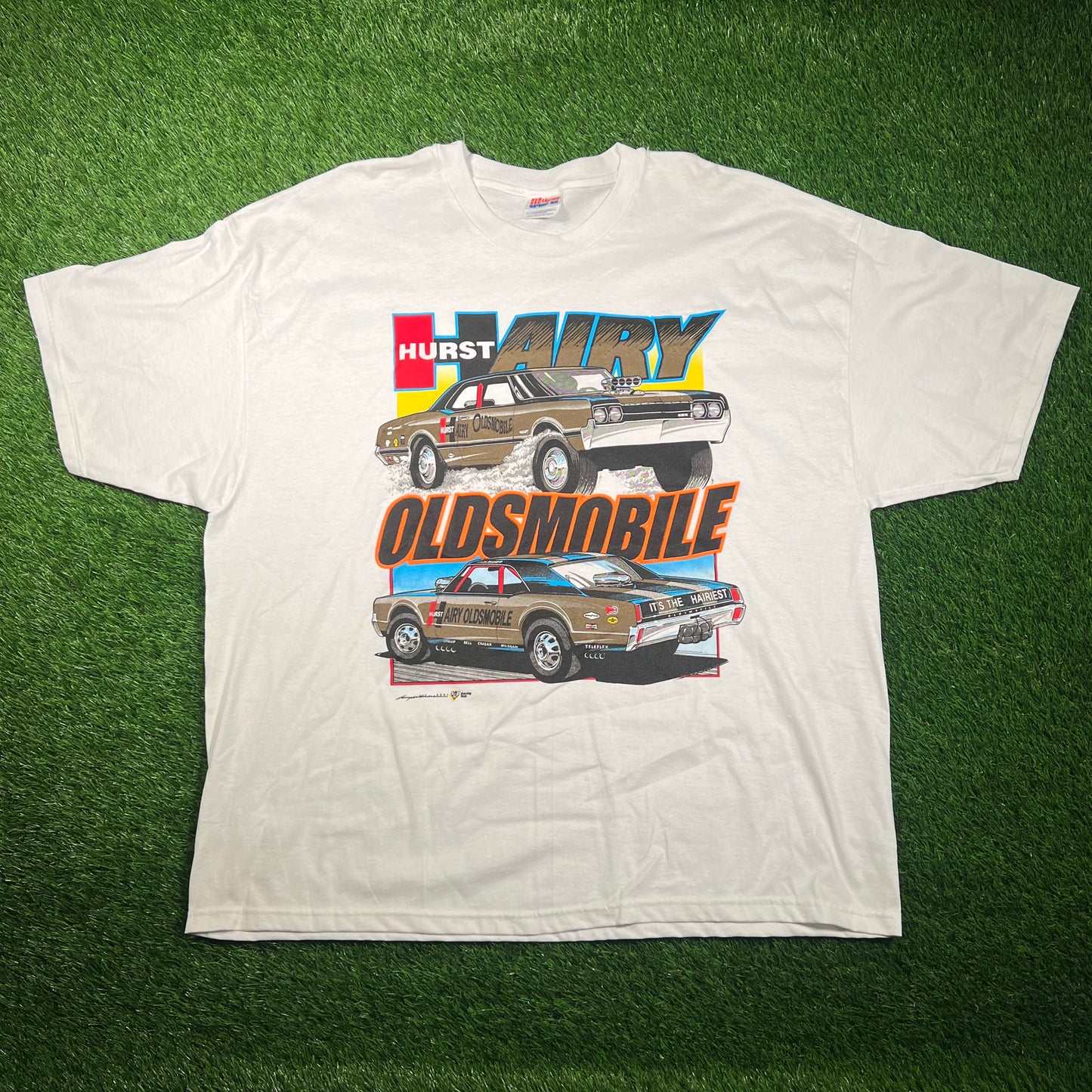 2001 Hurst Hary Oldsmobile Racing White Tee Size XXL USED v18703