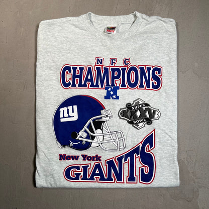 2001 New York Giants Super Bowl Grey Tee Size XL USED v19544