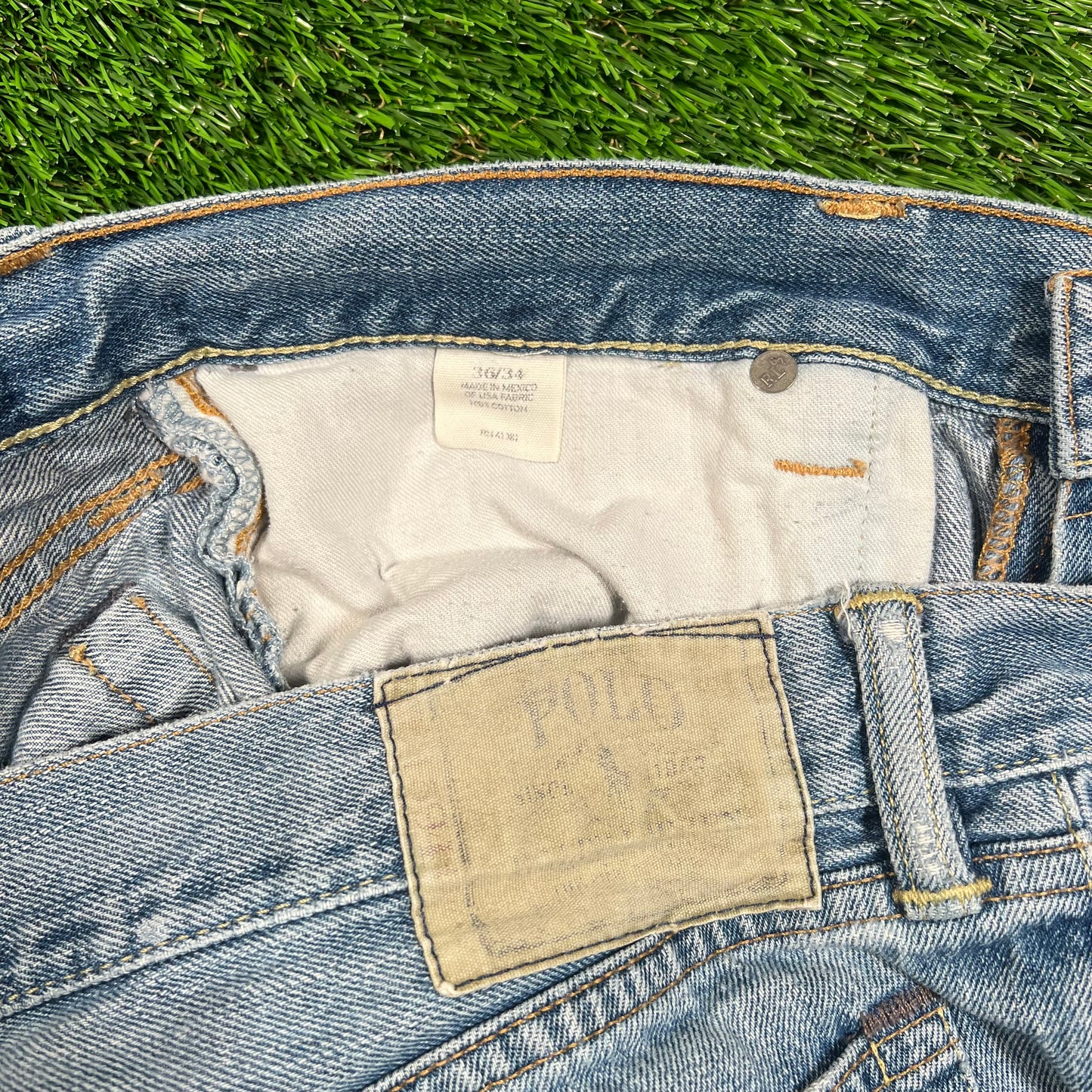 Polo Ralp Lauren Paint Paint Splatter Blue Jeans Size 36 USED v18410