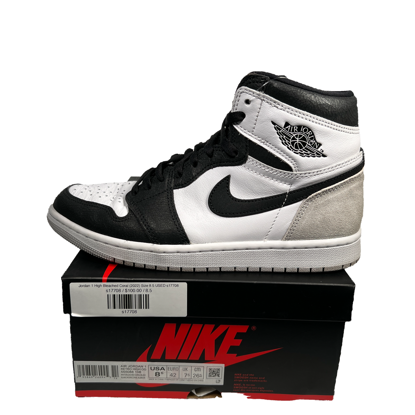 Jordan 1 High Bleached Coral (2022) Size 8.5 USED s17708