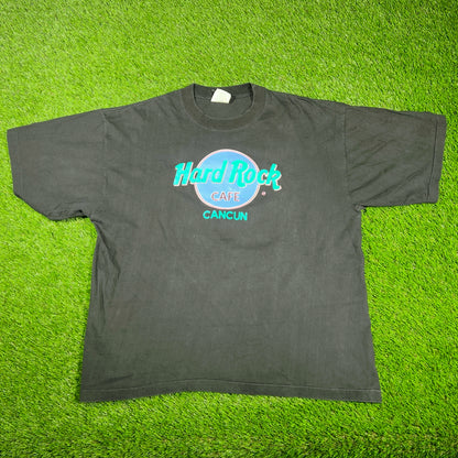 1990s Hard Rock Cafe Cancun Black Tee Size XL USED v17321