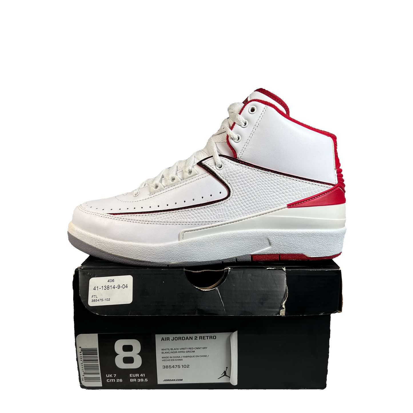 Jordan 2 White Red (2014) Size 8 NEW s22096