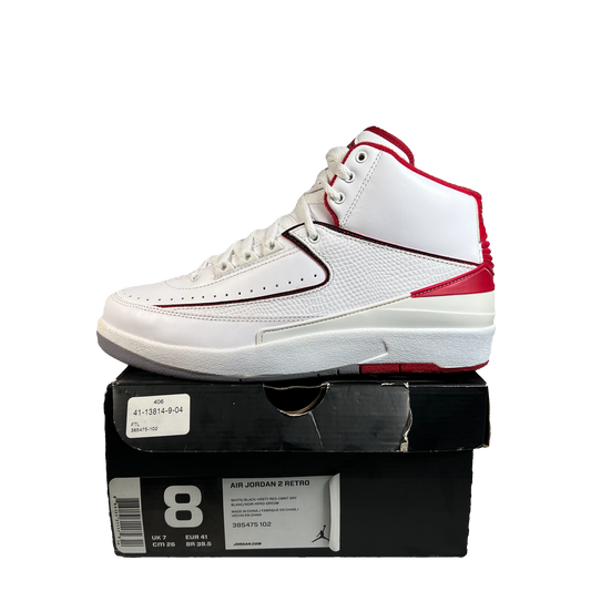 Jordan 2 White Red (2014) Size 8 NEW s22096